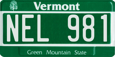 VT license plate NEL981
