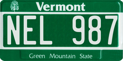 VT license plate NEL987