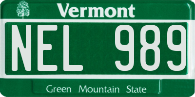 VT license plate NEL989