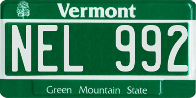 VT license plate NEL992