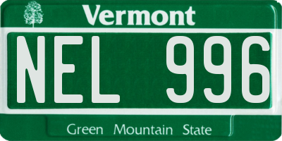VT license plate NEL996