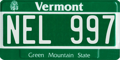 VT license plate NEL997