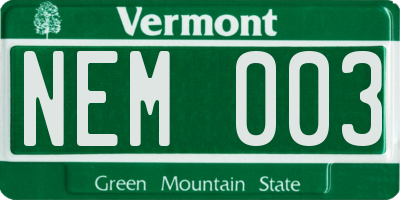 VT license plate NEM003