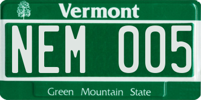 VT license plate NEM005