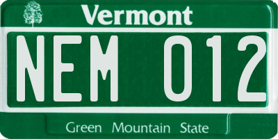 VT license plate NEM012