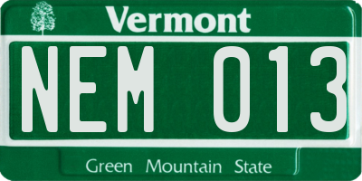 VT license plate NEM013