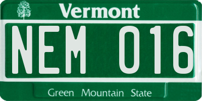 VT license plate NEM016