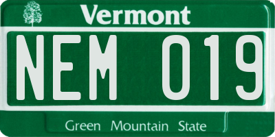 VT license plate NEM019