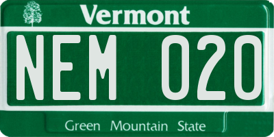 VT license plate NEM020