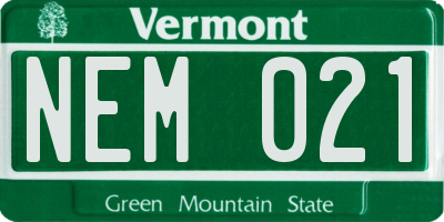 VT license plate NEM021
