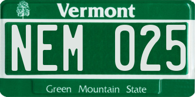 VT license plate NEM025