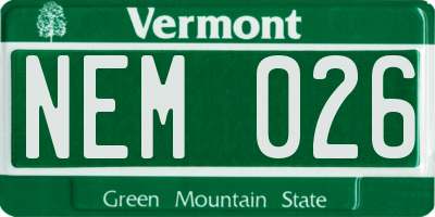 VT license plate NEM026