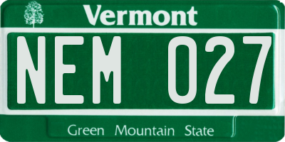 VT license plate NEM027