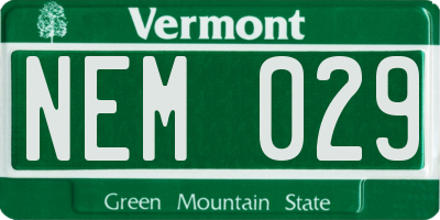 VT license plate NEM029
