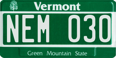 VT license plate NEM030