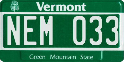 VT license plate NEM033