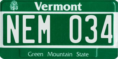 VT license plate NEM034