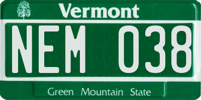 VT license plate NEM038