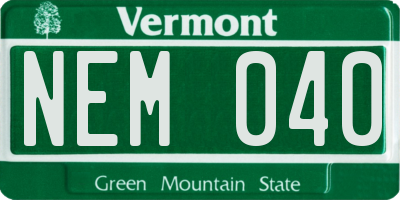 VT license plate NEM040