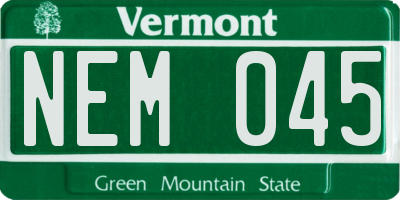 VT license plate NEM045