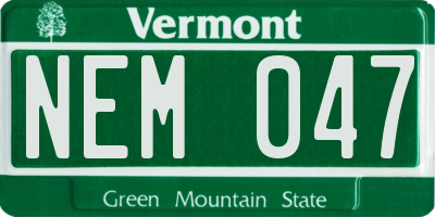 VT license plate NEM047