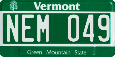 VT license plate NEM049