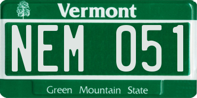 VT license plate NEM051