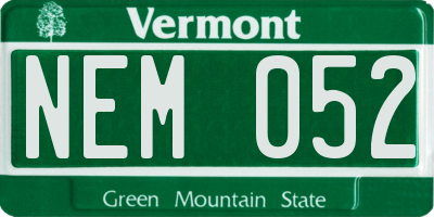 VT license plate NEM052