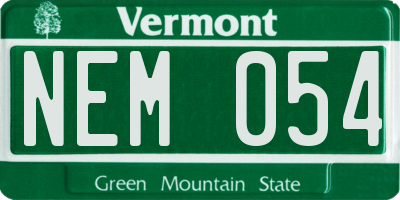 VT license plate NEM054