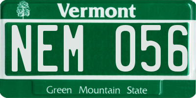 VT license plate NEM056