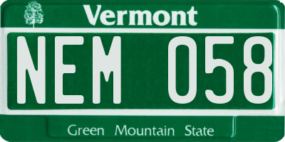 VT license plate NEM058