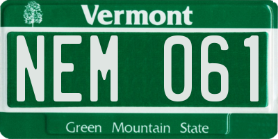 VT license plate NEM061