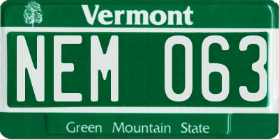 VT license plate NEM063