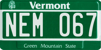 VT license plate NEM067