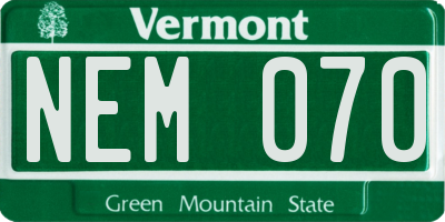 VT license plate NEM070