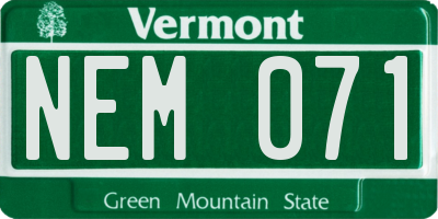 VT license plate NEM071