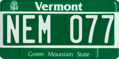 VT license plate NEM077