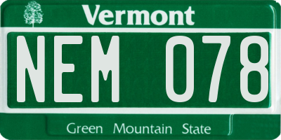 VT license plate NEM078