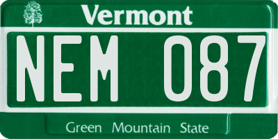 VT license plate NEM087