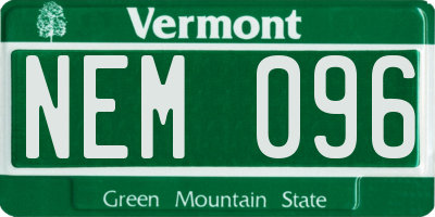 VT license plate NEM096