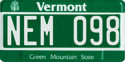 VT license plate NEM098