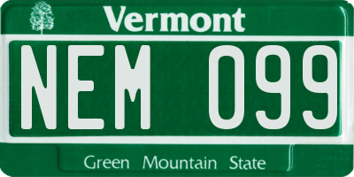 VT license plate NEM099