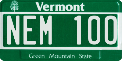 VT license plate NEM100