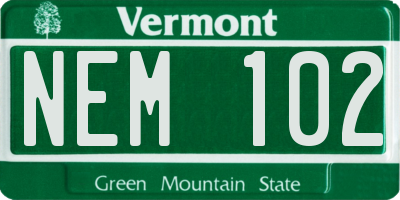 VT license plate NEM102