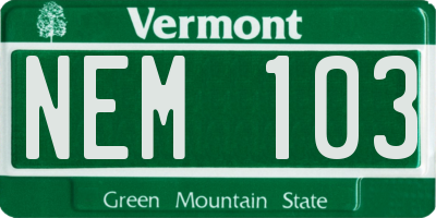 VT license plate NEM103