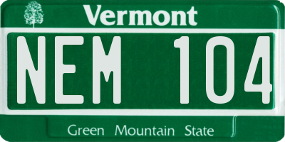 VT license plate NEM104