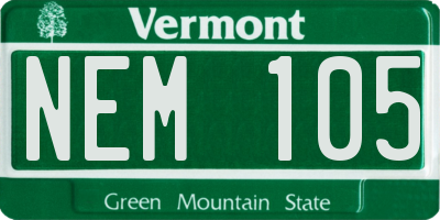 VT license plate NEM105