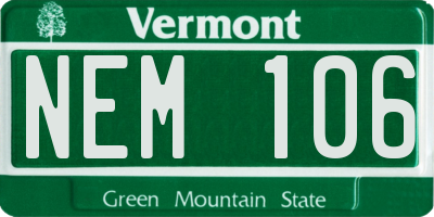VT license plate NEM106