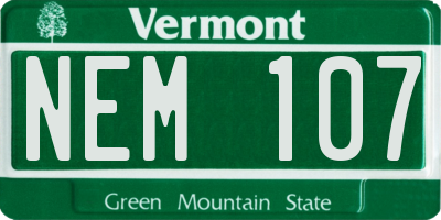 VT license plate NEM107