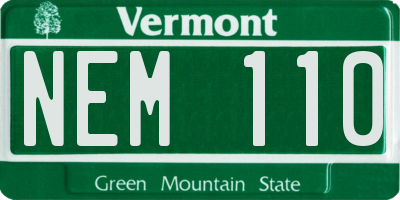 VT license plate NEM110